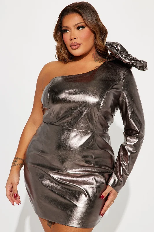 Gabriella Leather Mini Dress - Bronze