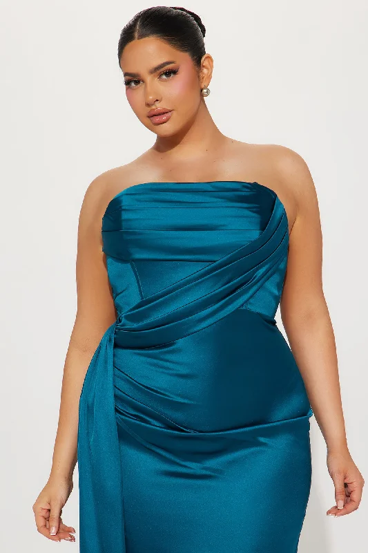 Janelle Satin Gown - Teal