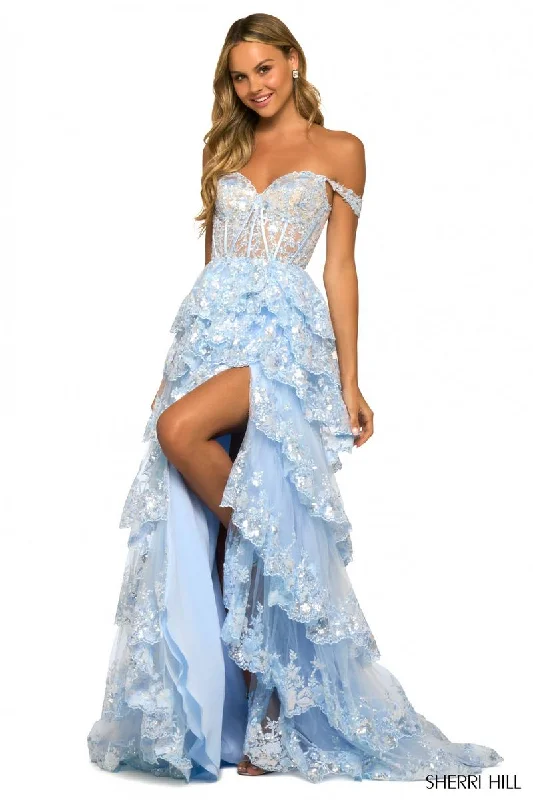 Sherri Hill Sequin Ruffle A-Line Prom Dress 55500