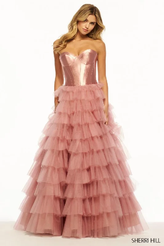 Sherri Hill Strapless Corset Ball Gown 55928