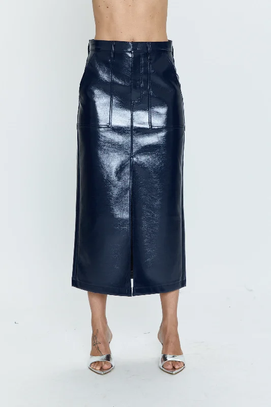 Alice Utility Midi Skirt - Navy Vinyl