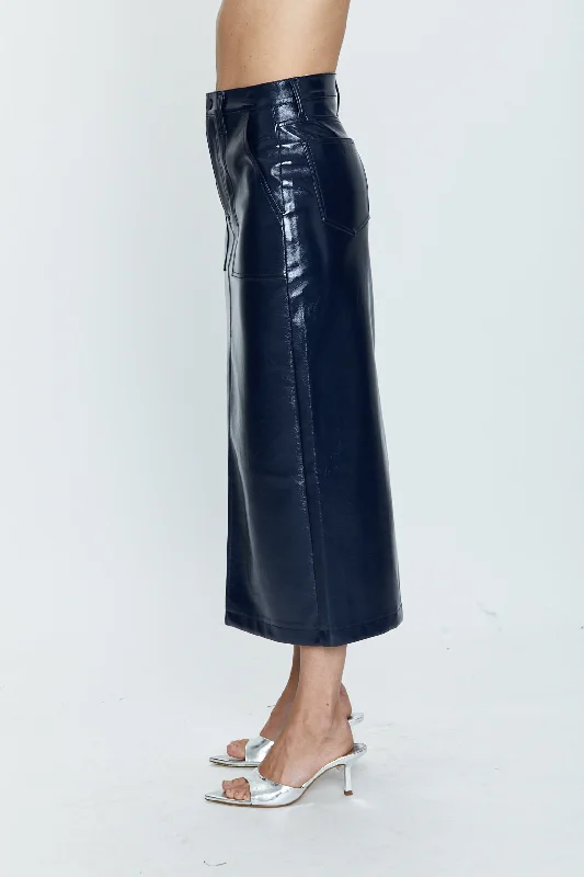 Alice Utility Midi Skirt - Navy Vinyl