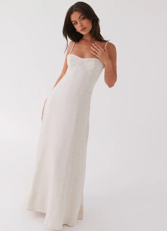 Angelina Linen Maxi Dress - Oatmeal