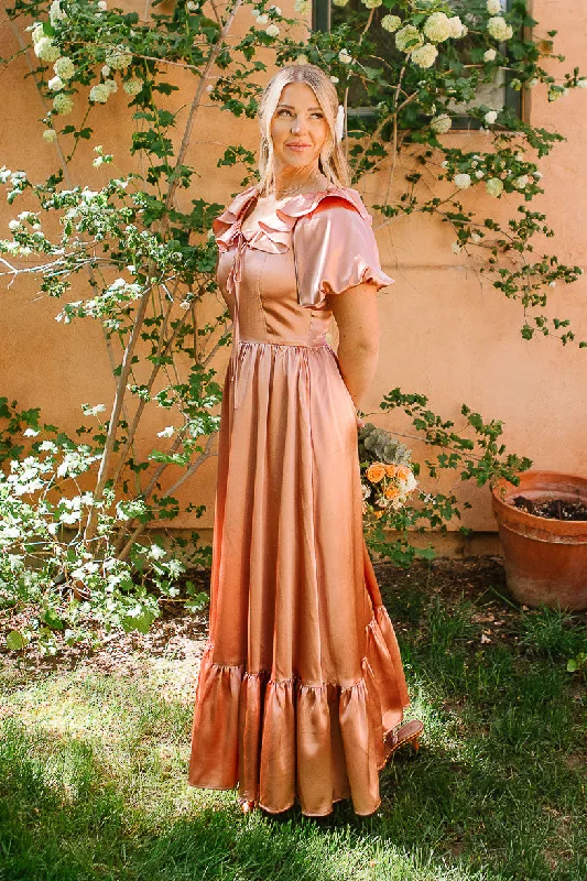 Billie Dress in Apricot Crush Satin