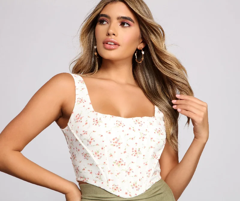 Floral Fusion Corset Crop Top