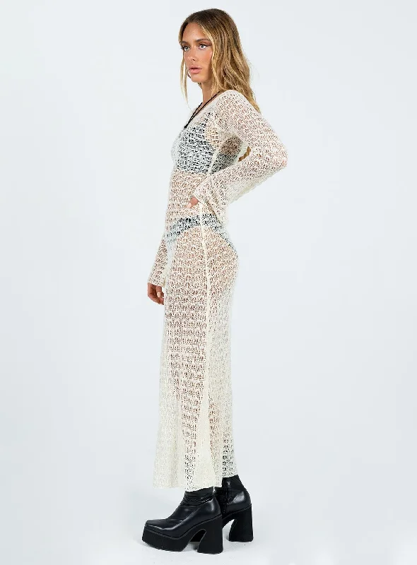 Margarida Crochet Maxi Dress Beige