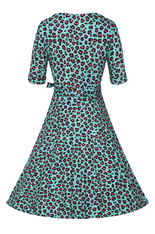 Matilda Leopard Print Wrap Dress In Green