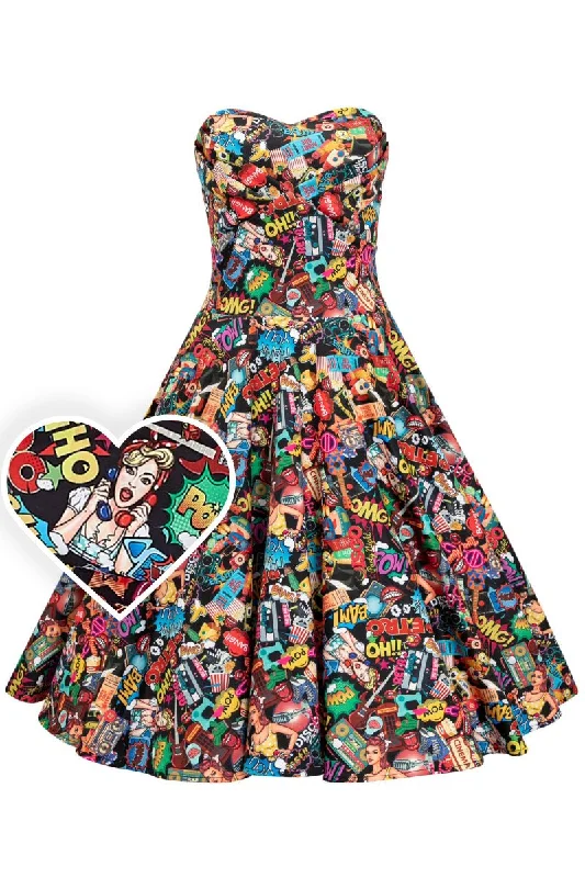 Melissa 1950s Strapless Dress in Comic Pop Art Print