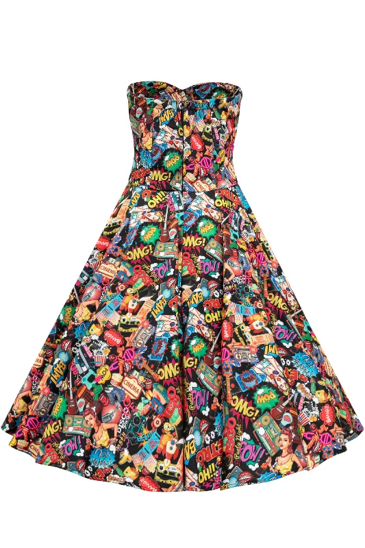 Melissa 1950s Strapless Dress in Comic Pop Art Print