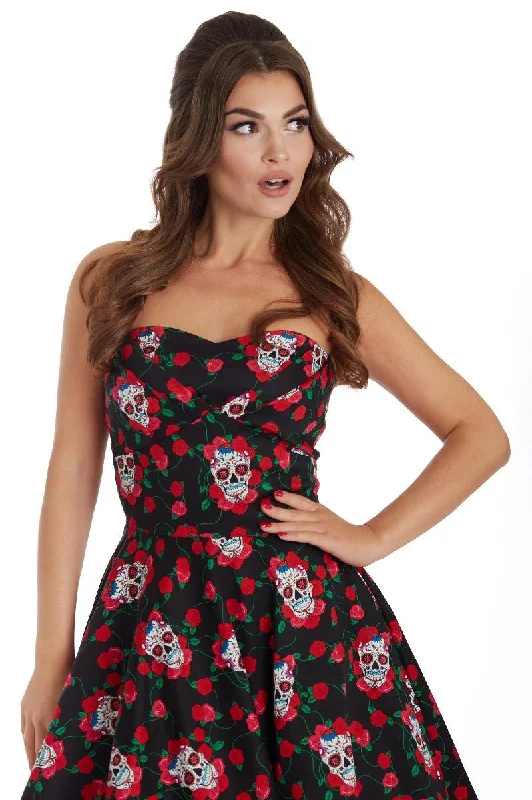 Melissa Rockabilly Dress with Skulls And Roses