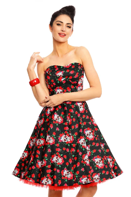 Melissa Rockabilly Dress with Skulls And Roses