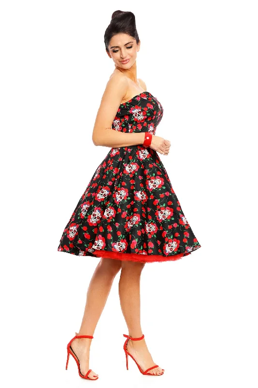 Melissa Rockabilly Dress with Skulls And Roses