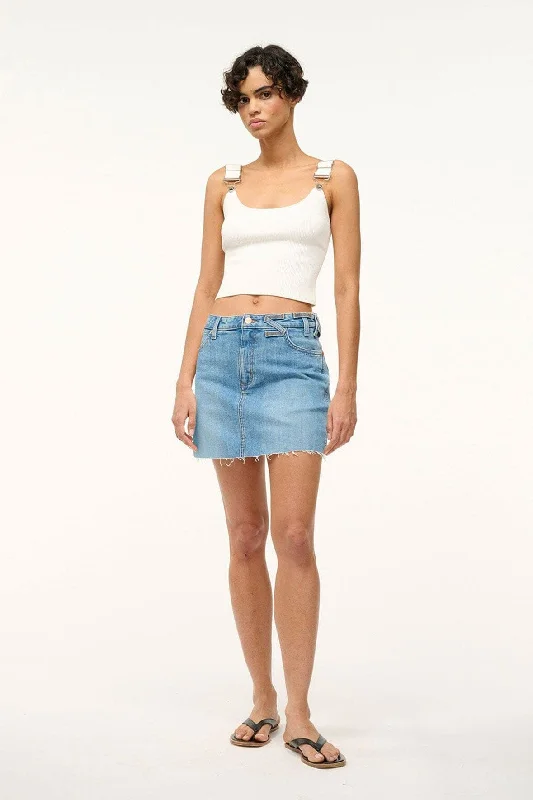 STAUD + WRANGLER THE MINI SKIRT | MID BLUE