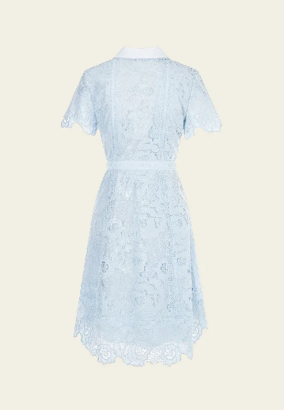 Light Blue Lace Collar Dress