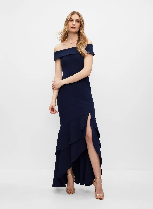 Adrianna Papell - Off-the-Shoulder Slit Dress