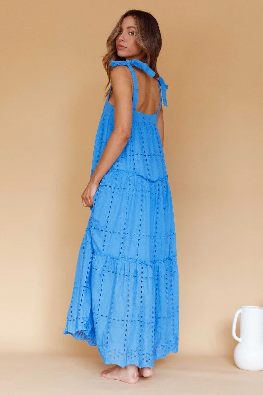 Brynna Tied Shoulder Maxi Dress Blue