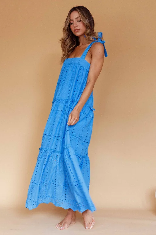 Brynna Tied Shoulder Maxi Dress Blue