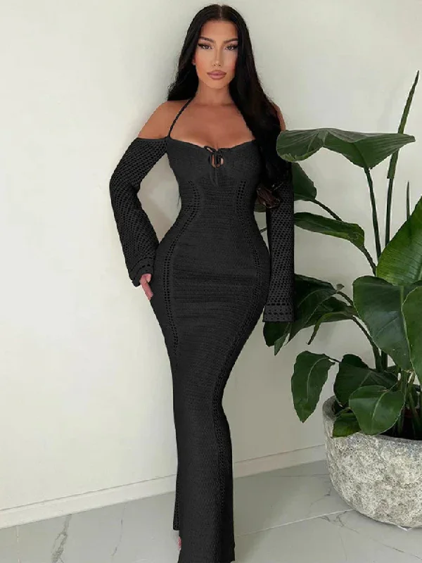 Knitting Slim Bodycon Elegant Long Sexy Party Maxi Dress