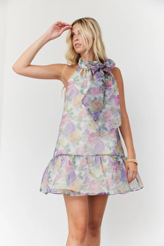 SALE - Eve Tie Neck Floral Mini Dress