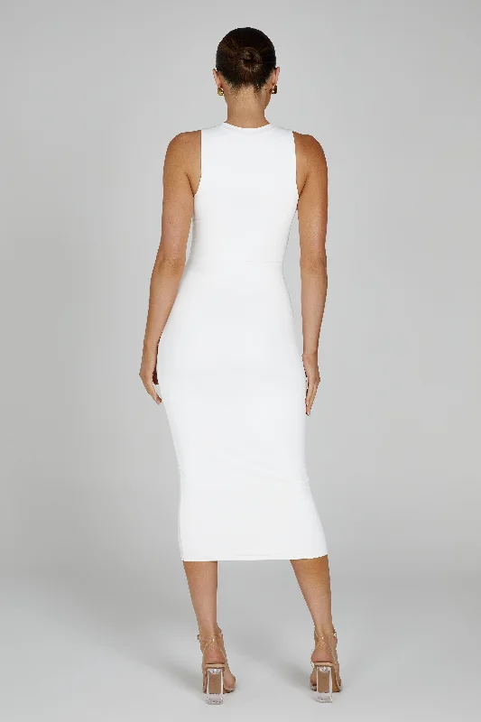 Jill Sleeveless Tank Midi Dress - White