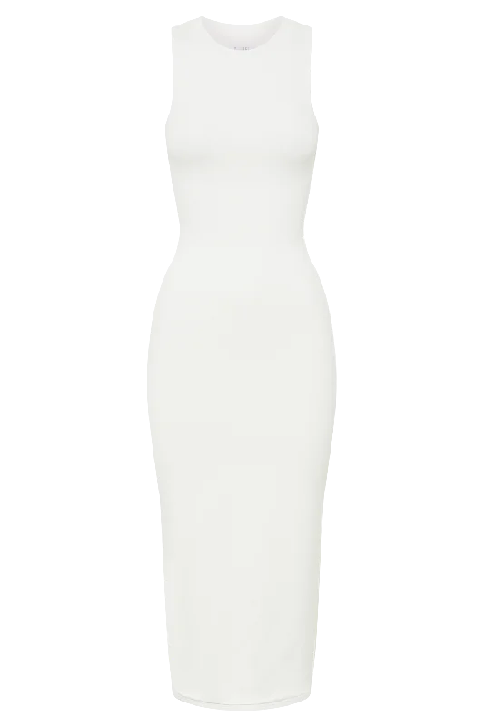 Jill Sleeveless Tank Midi Dress - White