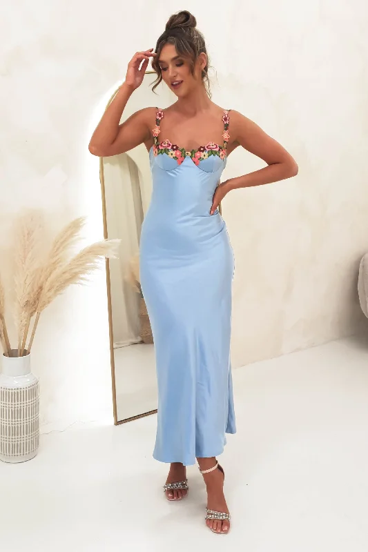 Klabelle Satin Maxi Dress | Blue