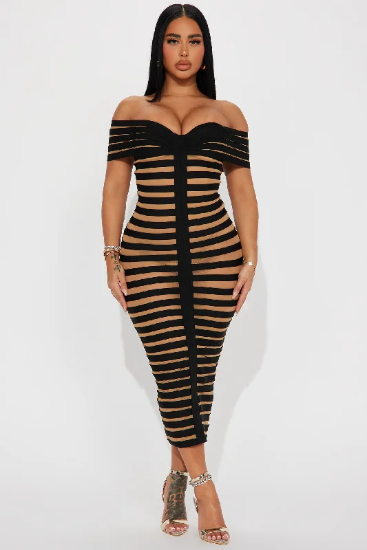 Navaeh Bandage Midi Dress - Black/combo