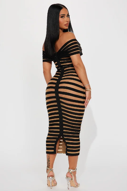 Navaeh Bandage Midi Dress - Black/combo