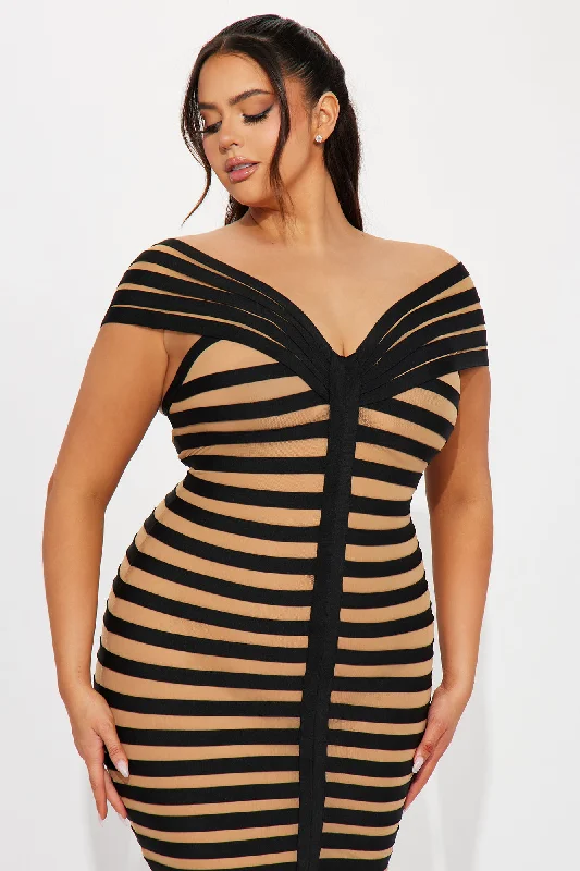 Navaeh Bandage Midi Dress - Black/combo