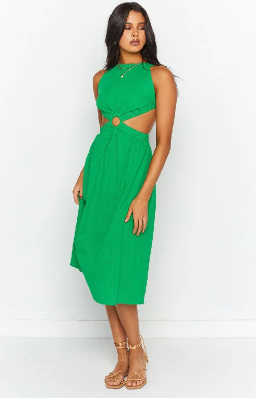 Odessa Backless Green Midi Dress