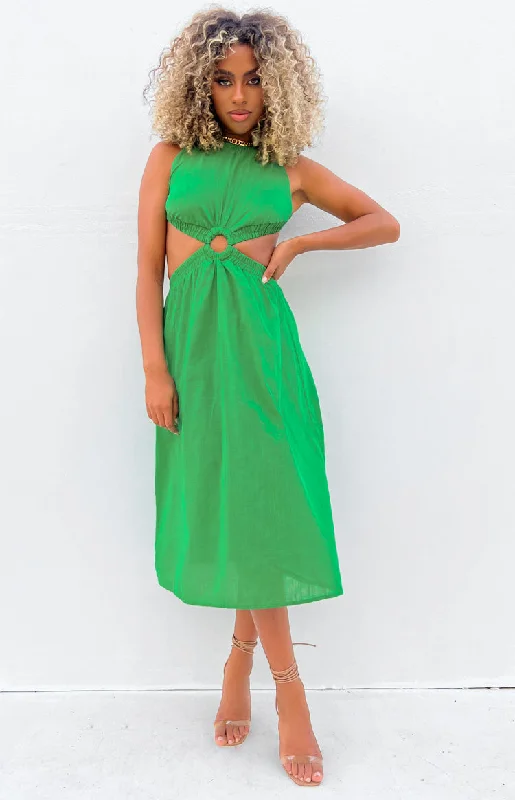 Odessa Backless Green Midi Dress