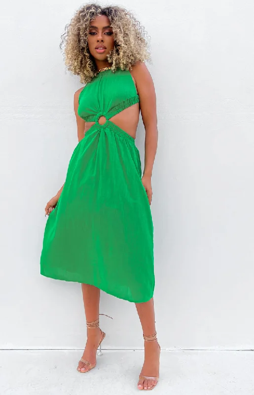 Odessa Backless Green Midi Dress