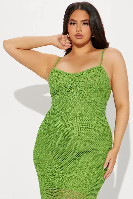 Olivia Crochet Midi Dress - Green