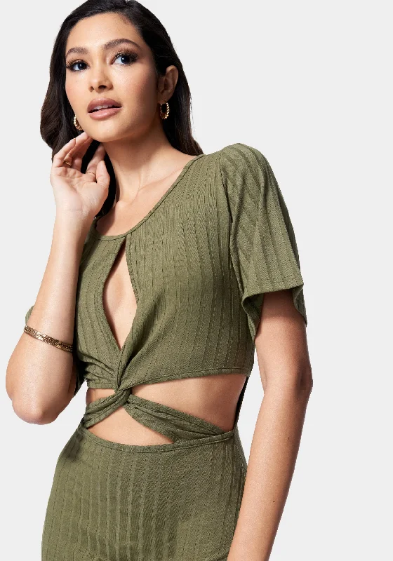 Strappy Cutout Knit Midi Dress