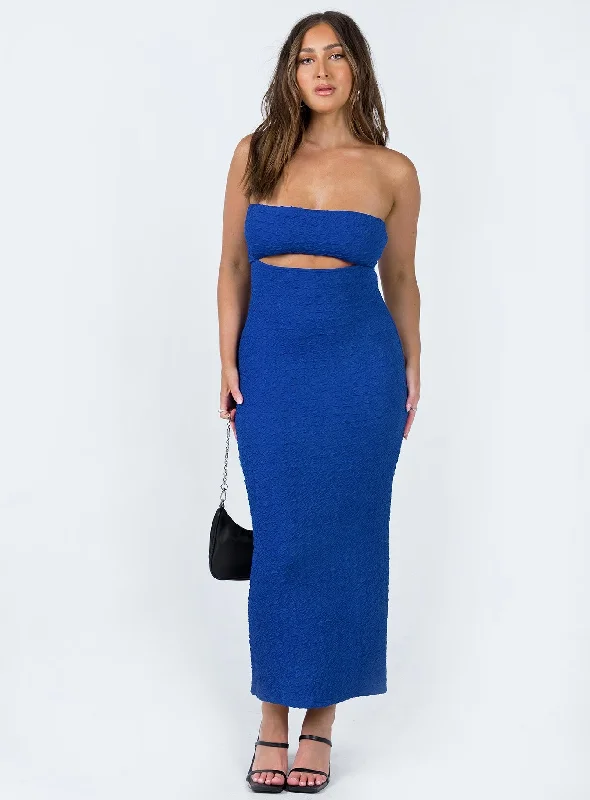 Talena Strapless Midi Dress Blue