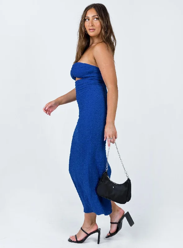 Talena Strapless Midi Dress Blue