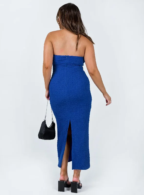 Talena Strapless Midi Dress Blue