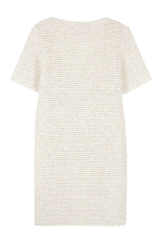 LACE-EFFECT KNITTED DRESS