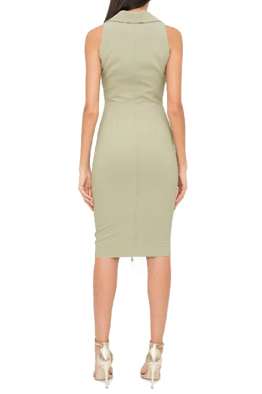 Stretch Crepe Midi Dress Olive