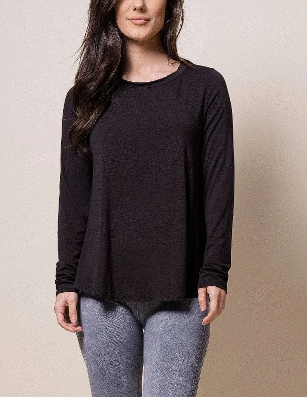 Bamboo Relaxed Long Sleeve Tee - Black