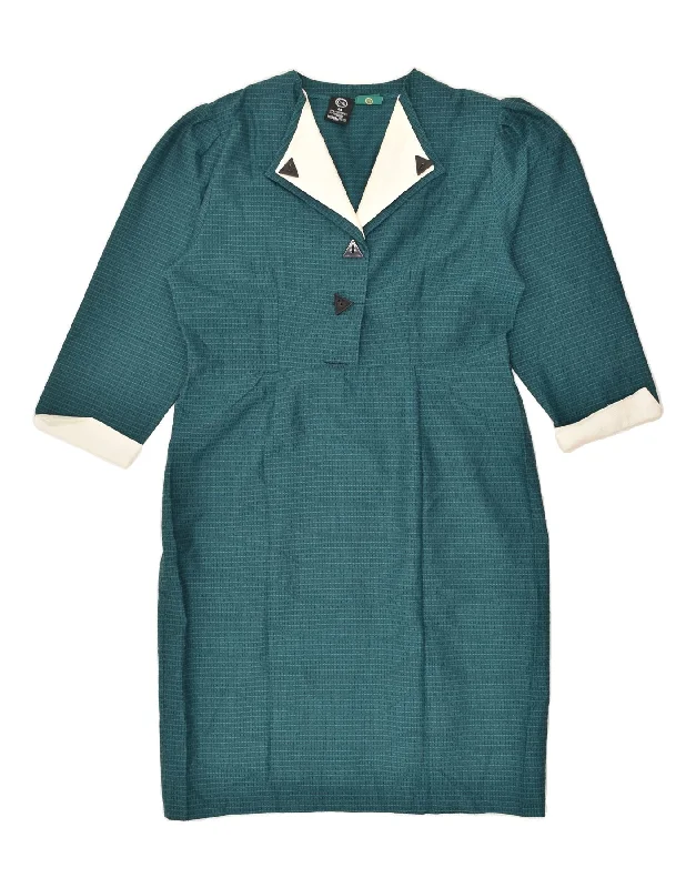 C&A Womens 3/4 Sleeve Shift Dress EU 44 XL Turquoise Polyester