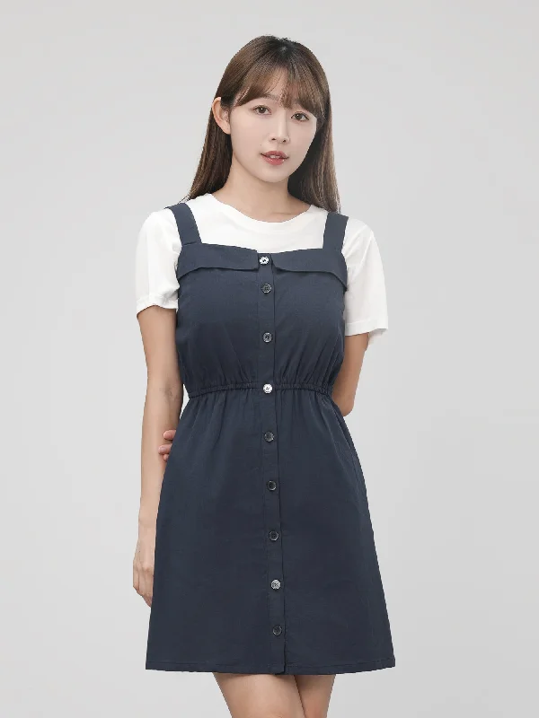 Cotton Linen Buttoned Dress