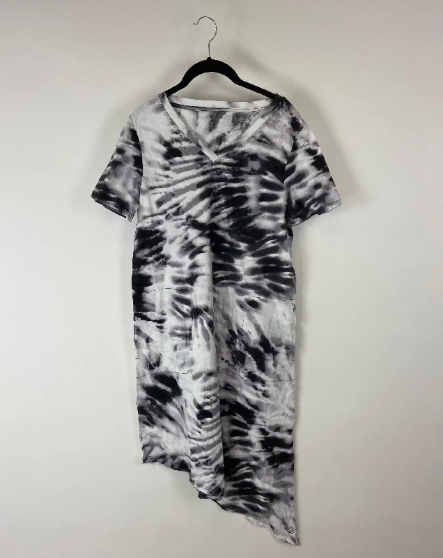 Grey and White Tie-Dye Dress - Size 6/8