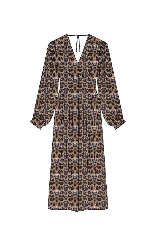 DEVINA LAME DRESS-LEOPARD