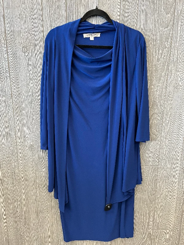 Dress Casual Midi By Evan-picone In Blue, Size: L