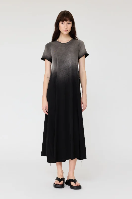 Faded Black Short Sleeve Drama Maxi