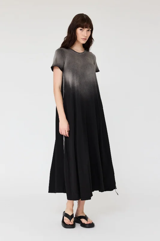 Faded Black Short Sleeve Drama Maxi