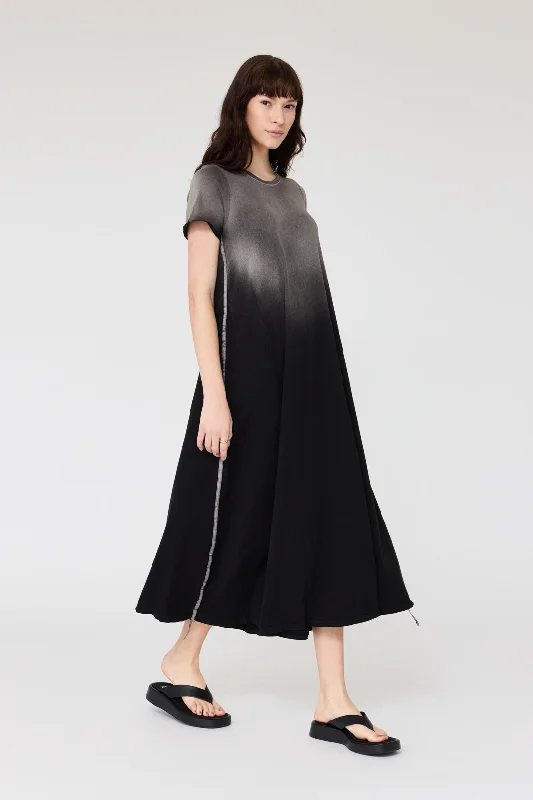 Faded Black Short Sleeve Drama Maxi