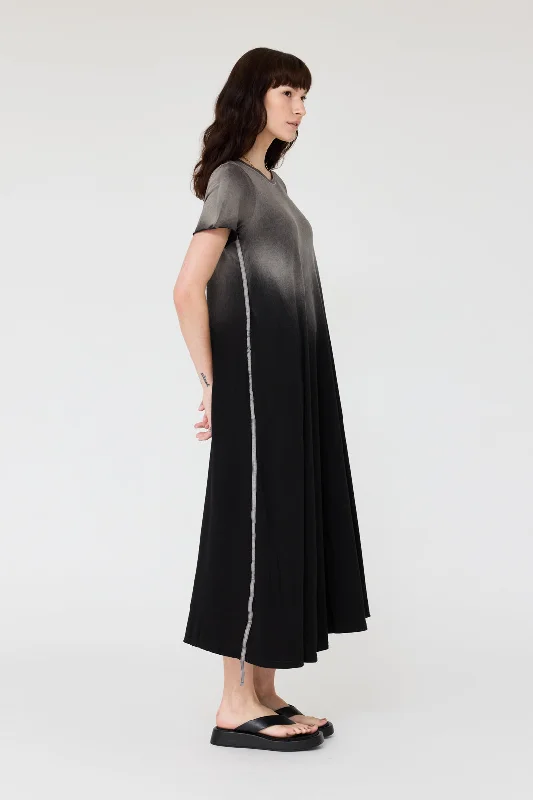 Faded Black Short Sleeve Drama Maxi