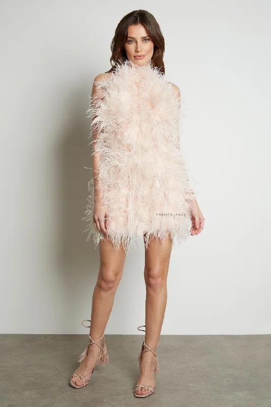 Halter Neck Feather Dress